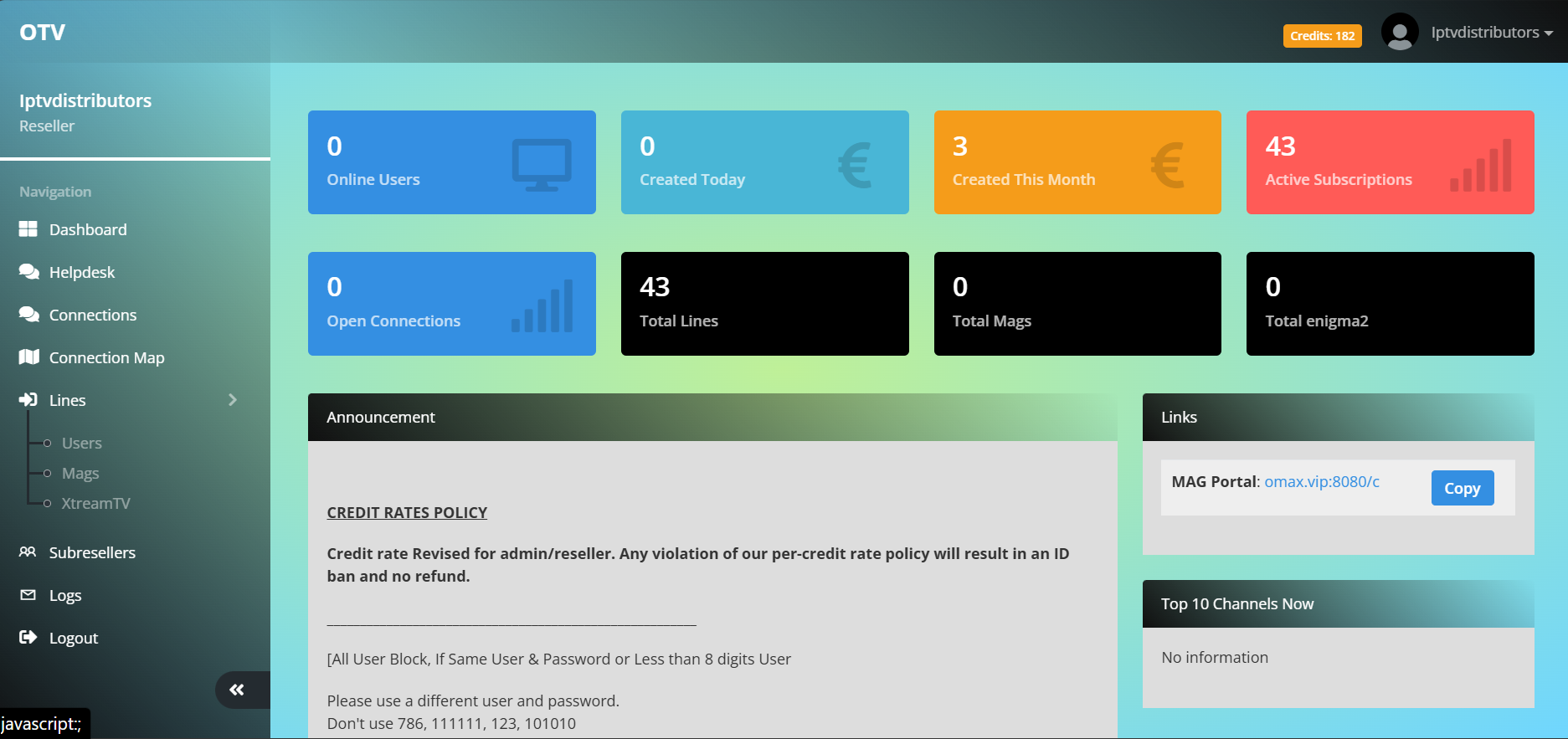 OPPLEX reseller panel dashboard